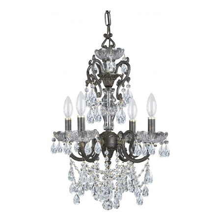 Crystorama Four Light English Bronze Up Mini Chandelier 5194-EB-CL-SAQ